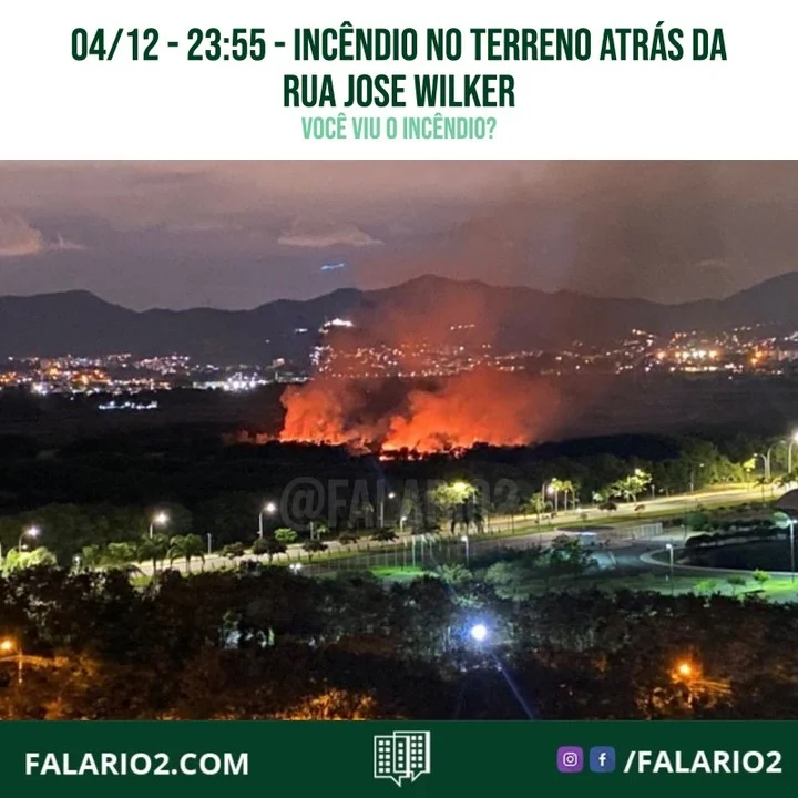 Ontem a noite, houve um incêndio nos terrenos localizados atrás da Rua José Wilker (Centro Metropolitano).