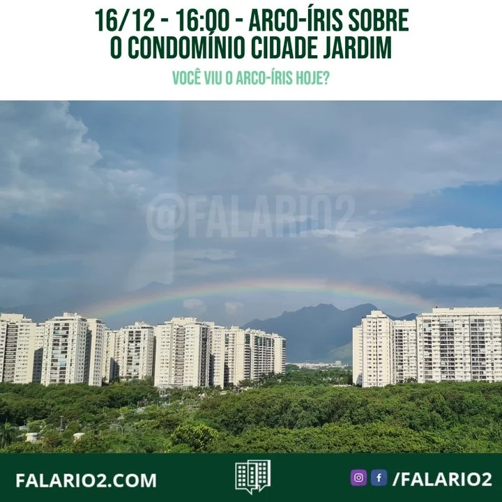 Curiosidade: O arco-íris um arco multicolorido, composto de sete cores, causado pelo fenômeno óptico que, através da