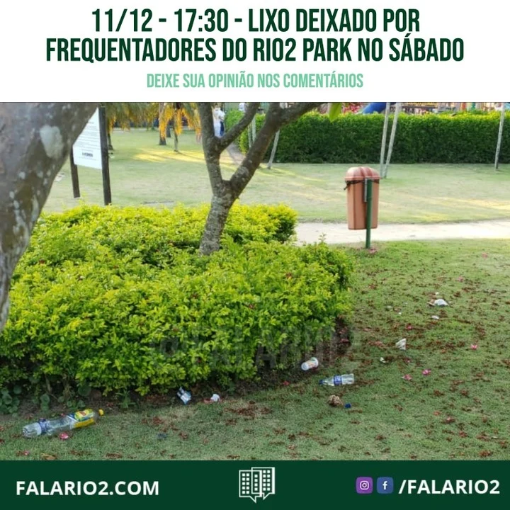 Foto enviada pro uma vizinha que flagrou o estado que frequentadores deixaram o gramado próximo ao parque das criaças e a