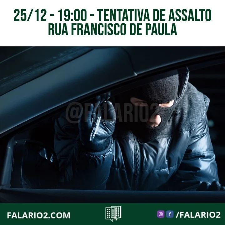 Uma vizinha relatou ter presenciado uma tentativa de assalto, por volta das 19:00, na Rua Francisco de Paula (perpendicular