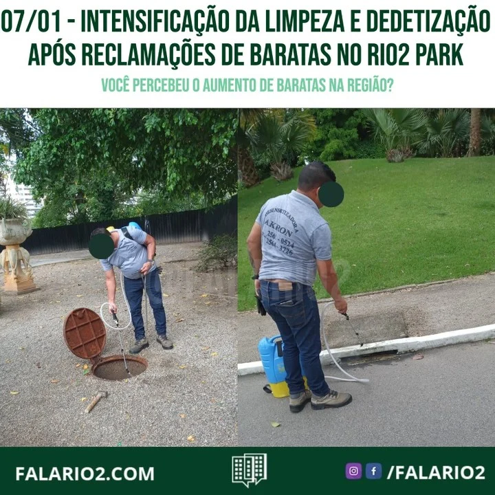 Após reclamações a respeito de baratas no Rio2Park, a @amorio2.oficial  intensificou a atuação do controle de baratas