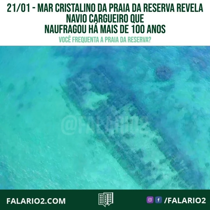 As águas cristalinas do escaldante (agora sim) verão carioca revelaram destroços de um navio cargueiro que naufragou na