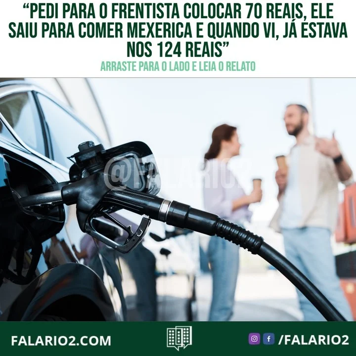 "Para quem abastece no posto da Pedro correia com a abellardo bueno Para prestar atenção na hora de abastecer, pedi para o