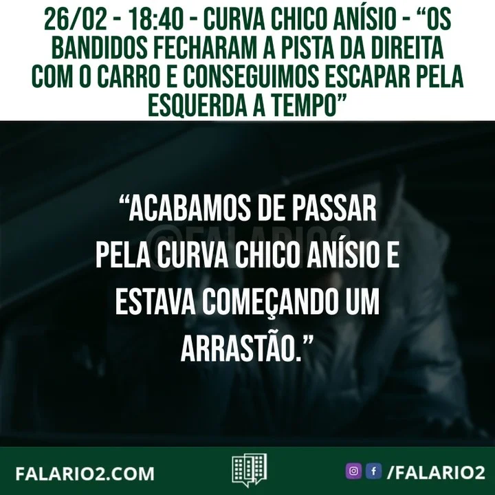 Acabamos de passar pela curva Chico Anísio e estava começando um arrastão.