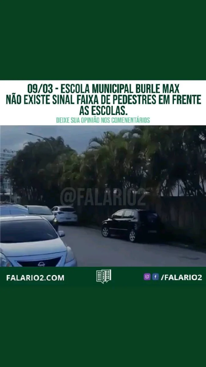 "Boa noite, a realidade encontrada na rua franz weissman em frente a escola municipal Burle Max e ao lado tem a creche
