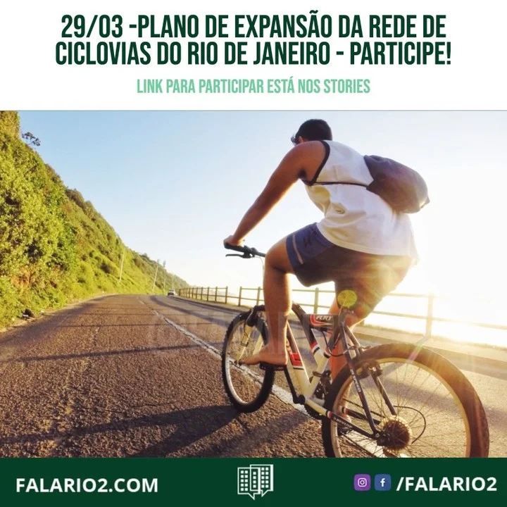 A Prefeitura do Rio de Janeiro está desenvolvendo o Plano de Expansão da Rede Cicloviária e precisa do seu apoio para a