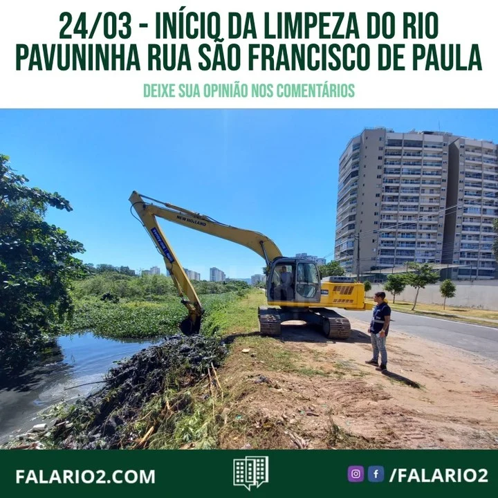 Começou hoje a limpeza do rio Pavuninha localizado na rua Francisco do paula (esquina com Abelardo Bueno)
