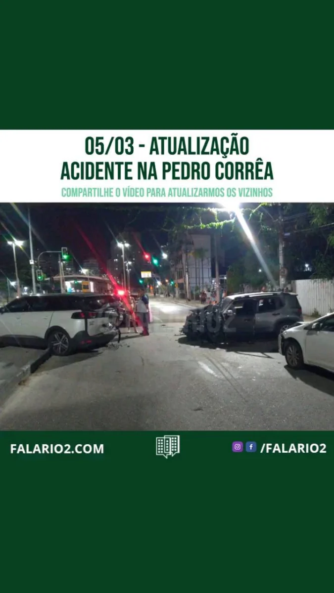 O acidente foi causado pelo Jeep que não parou no sinal da Pedro Corrêa e colidiu com os carros que estavam parados.