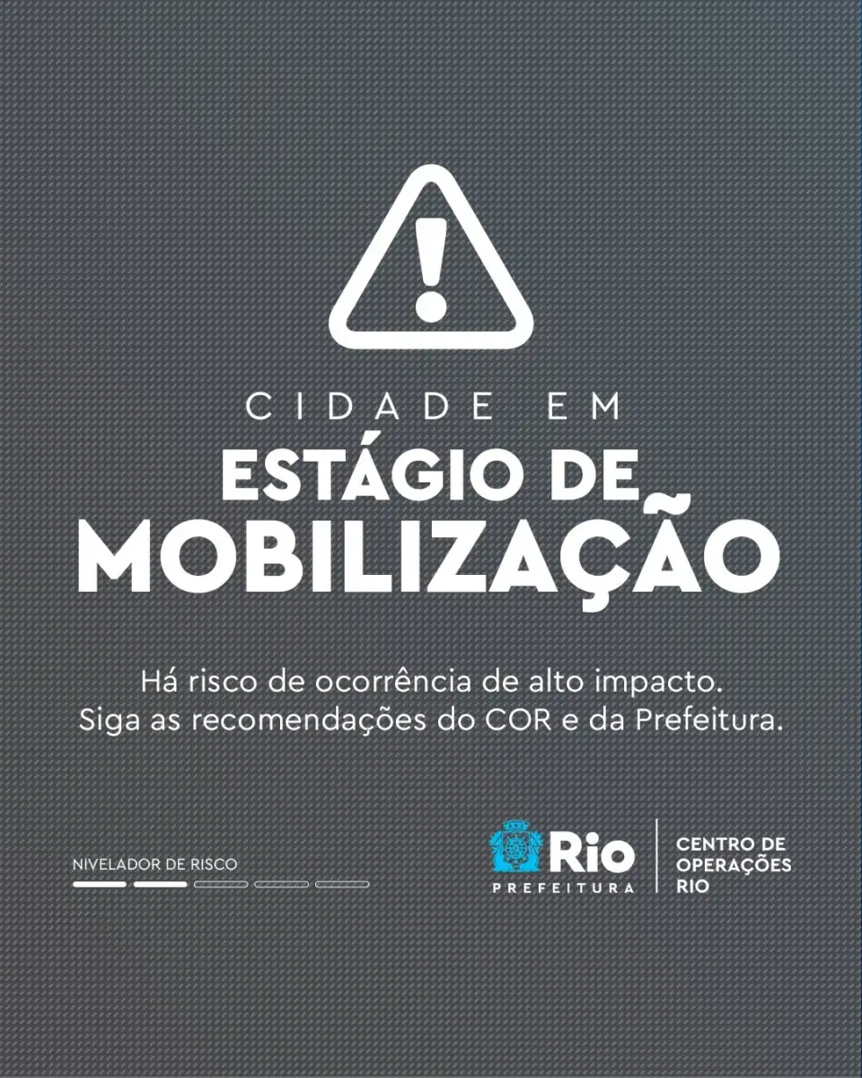 MUNICÍPIO DO RIO ENTROU EM ESTÁGIO DE MOBILIZAÇÃO ÀS 15H30 DESTE DOMINGO (20/03/2022)