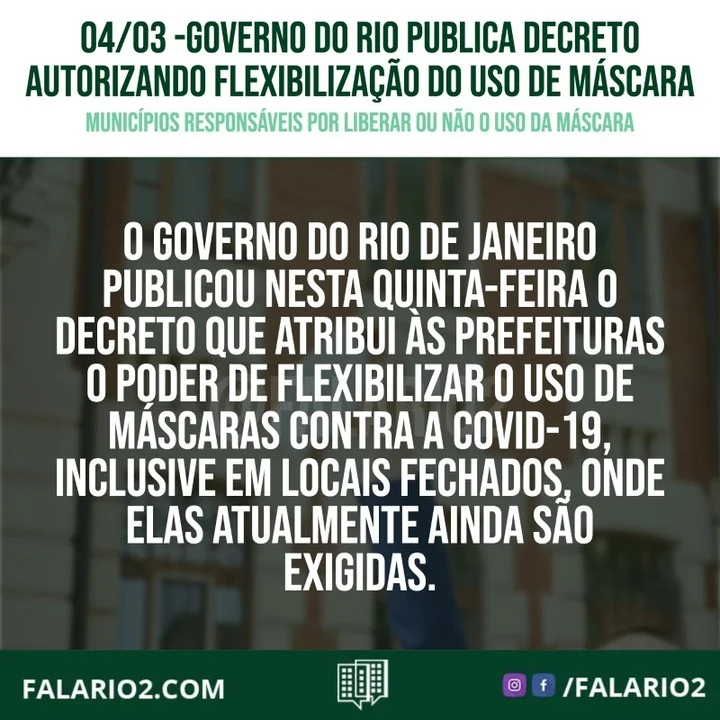 O governo do Rio de Janeiro publicou nesta quinta-feira o decreto que atribui às prefeituras o poder de flexibilizar o uso