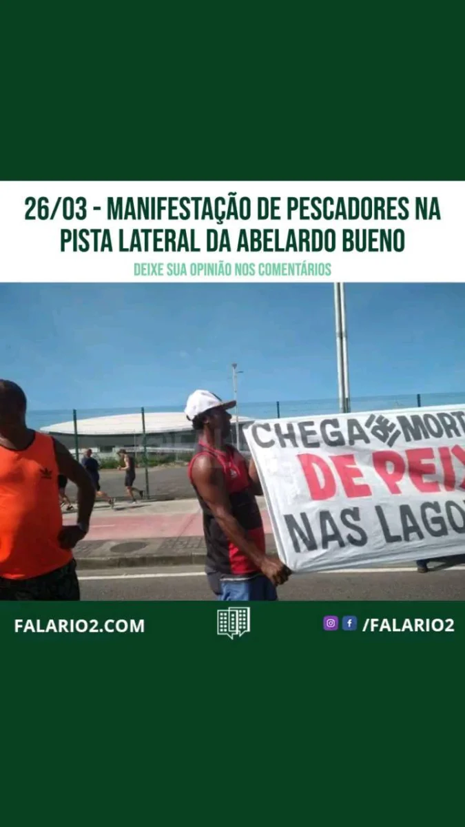 26/06 - 09:30 - Grupo interdita uma faixa pista lateral da Av Embaixador Abelardo Bueno, na altura do Parque Olímpico, na