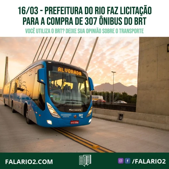 A Prefeitura do Rio faz, nesta quarta-feira (16), a licitação para a compra de 307 ônibus articulados que serão utilizados