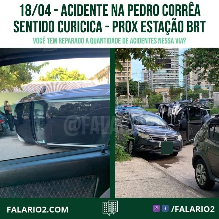 Ontem (18/04) houve mais um acidente com capotamento na Pedro Corrêa aprox.