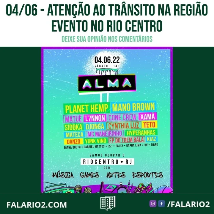O evento ocorrerá no dia 04/06 e vai das 14:00.
