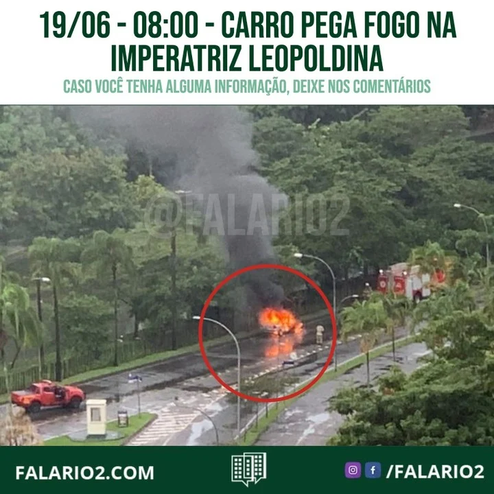 Na manhã de hoje, por volta das 08:00, um carro pegou fogo na Imperatriz Leopoldina.
