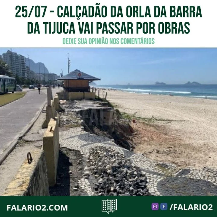 Depois de dois anos com diversos problemas estruturais, o calçadão da orla da Barra da Tijuca, Zona Oeste do Rio, vai passar