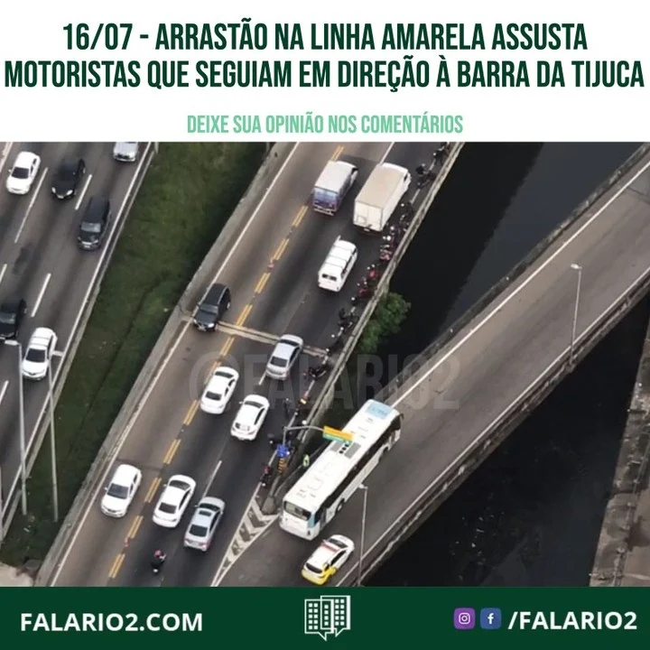 Um arrastão ocorrido na tarde deste sábado (16) assustou motoristas que trafegavam pela Linha Amarela, altura de Bonsucesso,