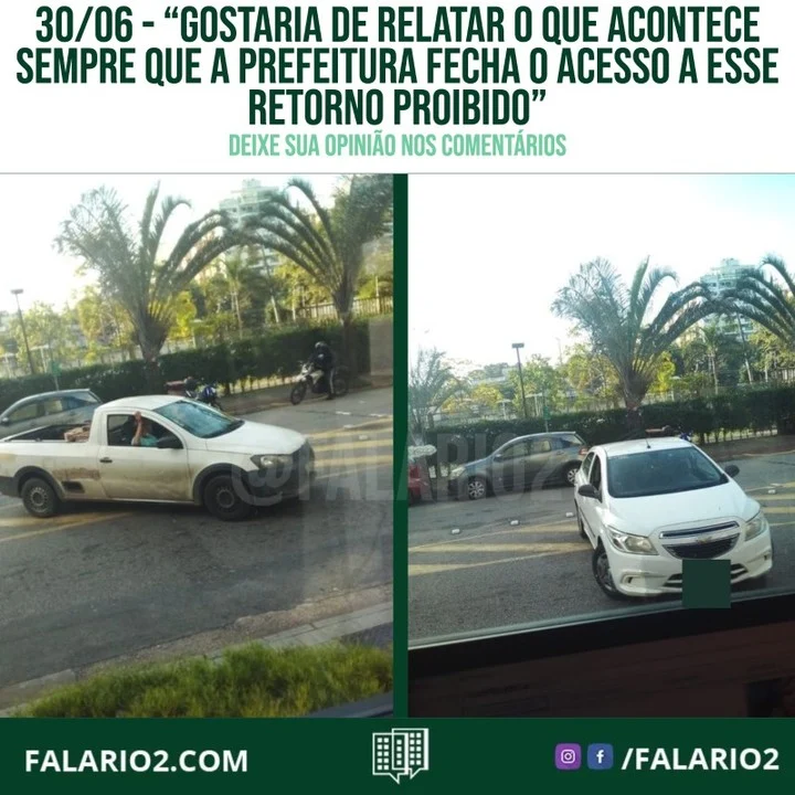 "Sou síndica do Condominio Vila Firenze, ao lado do Bora Bora e gostaria de relatar o que acontece sempre que a Prefeitura