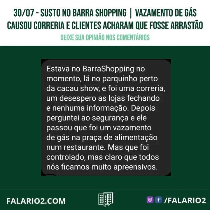 Clientes do BarraShopping, na Zona Oeste do Rio, passaram por um perrengue na tarde deste sábado.