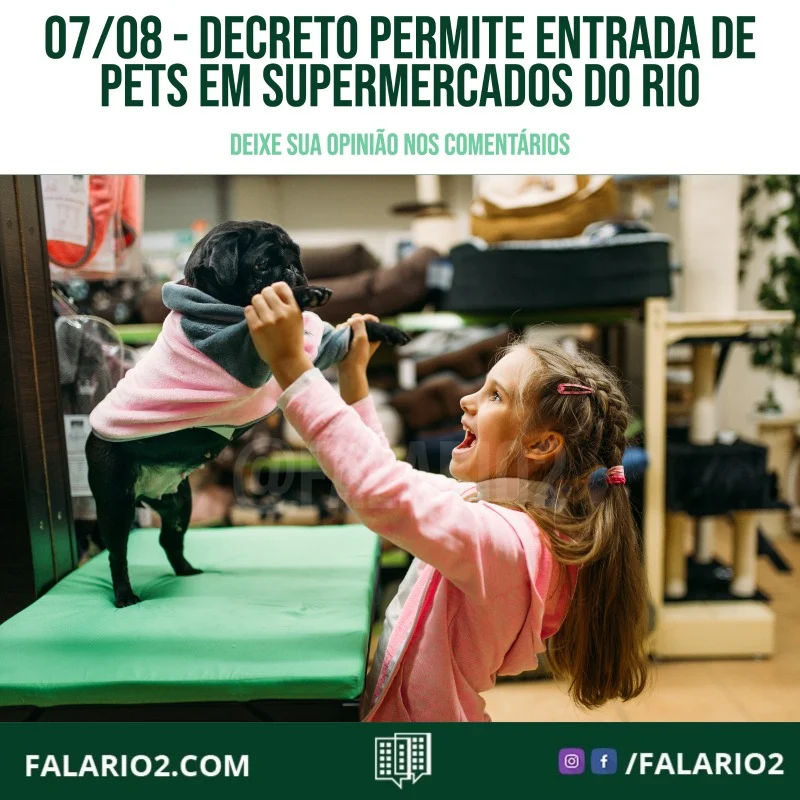 Agora, cães e gatos poderão passear nos supermercados do Rio de Janeiro.