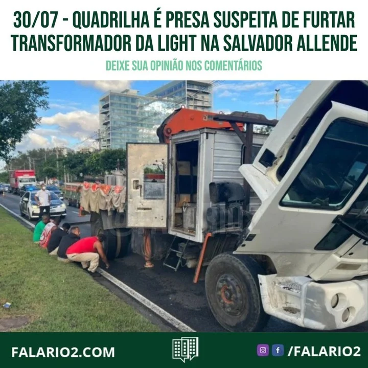Sete homens foram presos na manhã deste sábado (30), na Avenida Salvador Allende, próximo ao Rio Centro, na Barra da Tijuca,