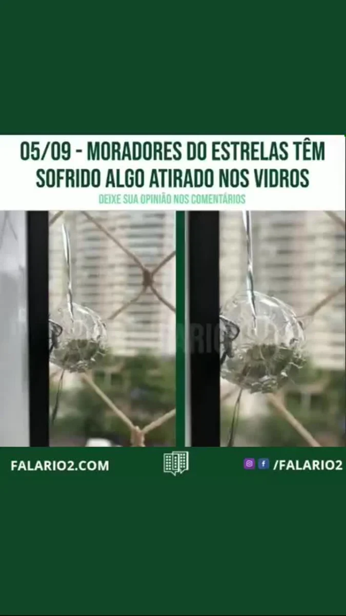 Nos últimos dias, alguns apartamentos do condomínio Estrelas (Rua Jaimme Poggi) foram atingidos por algo.