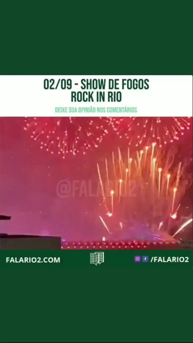 Registro incrível do momento dos fogos do dia 02/09/2022 no Rock in Rio feito pela vizinha @babialbuquerqueferreira.