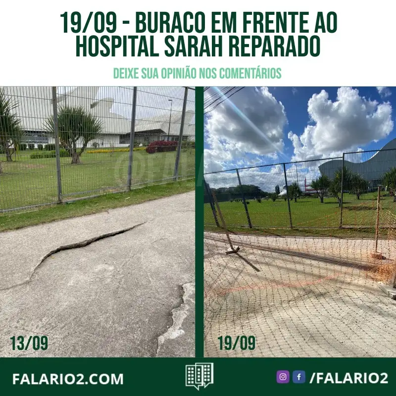 Após a reclamação do vizinho e nossa publicação na página, hoje recebemos a foto do buraco reparado.