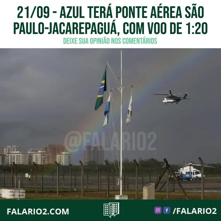 A Azul vai ampliar a oferta de voos no Rio, com a inauguração da ponte aérea São Paulo-Jacarepaguá a partir do fim de