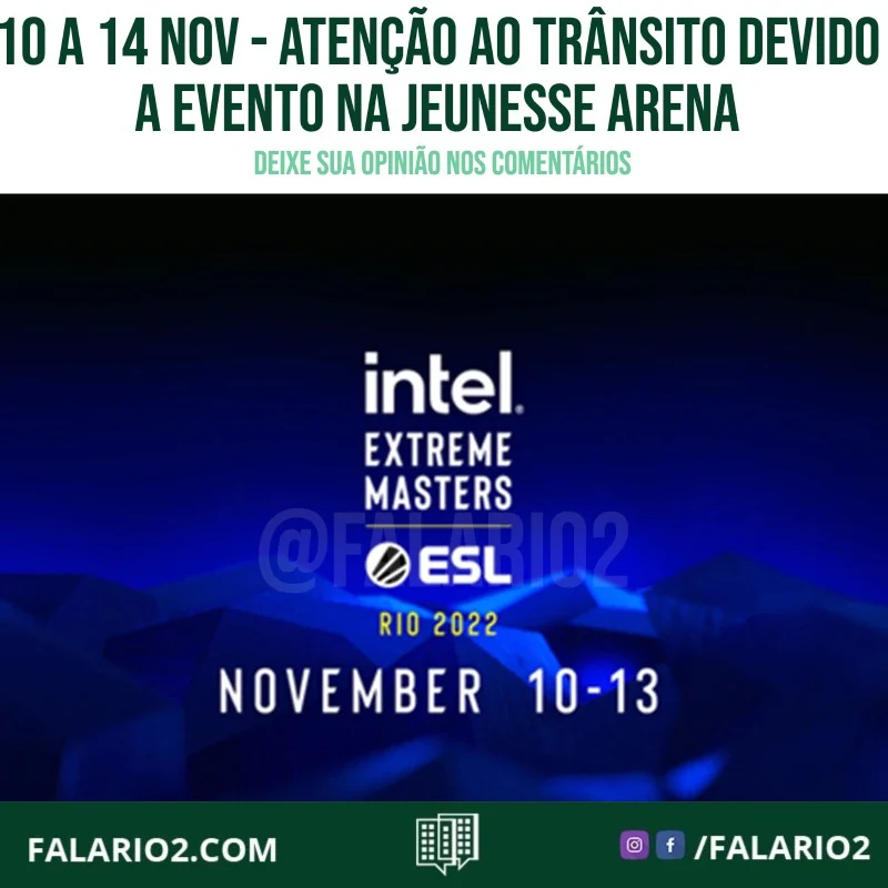 Dos dias 10 à 13 de novembro, ocorrerá o evento Intel® Extreme Masters Apresenta o Major do Rio — O primeiro Major de CS:GO