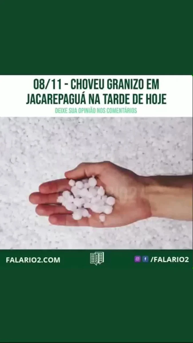Família da Freguesia registra com muito humor o momento que chove granizo em seu condomínio, próximo ao Retiro dos Artistas.