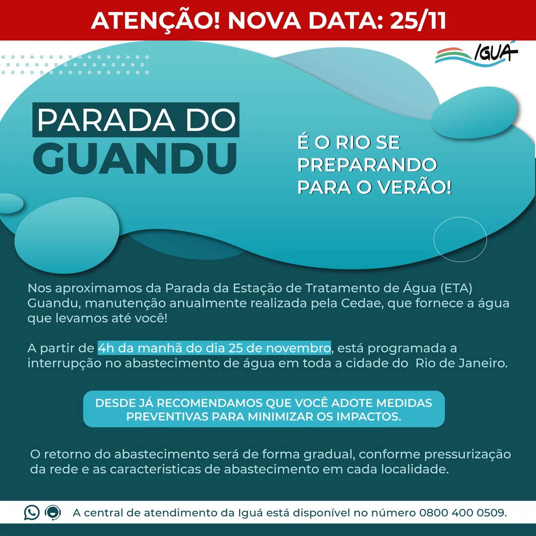 Nos aproximamos da Parada da Estação de Tratamento de Água (ETA) Guandu, manutenção anualmente realizada pela Cedae, que