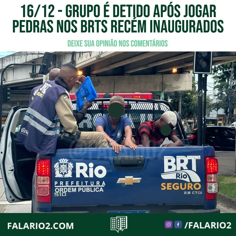 Durante a apresentação dos novos ônibus do BRT na Estação Centro Olímpico (Morro do Outeiro), um grupo foi flagrado