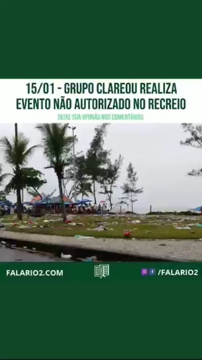 Evento ontem (15/01/2023) na praia do Recreio dos Bandeirantes organizado pelo Grupo Clareou @grupoclareou gerou revolta nos