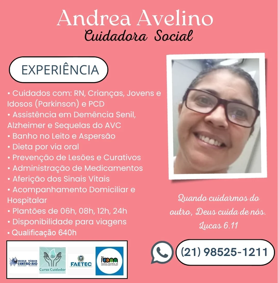 Recado da Andrea Avelino - Cuidador Social - para nossos vizinhos: