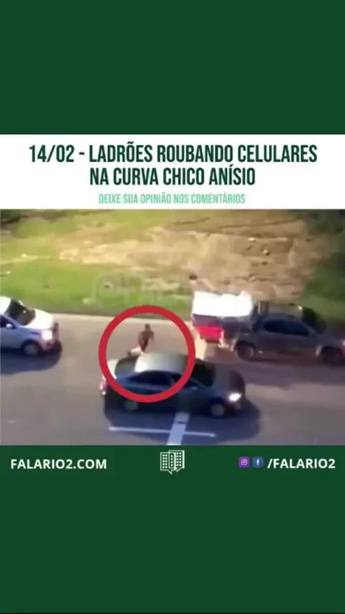 Roubo de celular na Curva Chico Anísio na tarde de Terça-Feira (14/02) é registrado por vizinhos.