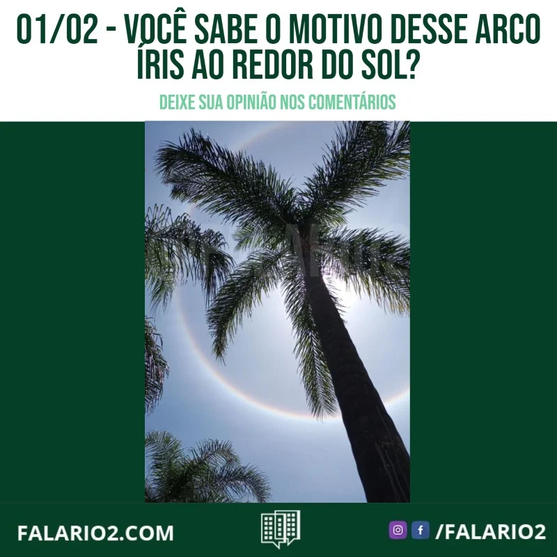 Halo solar é um fenômeno óptico ao redor do Sol causado pelas refrações e reflexões da luz em pequenos cristais de gelo