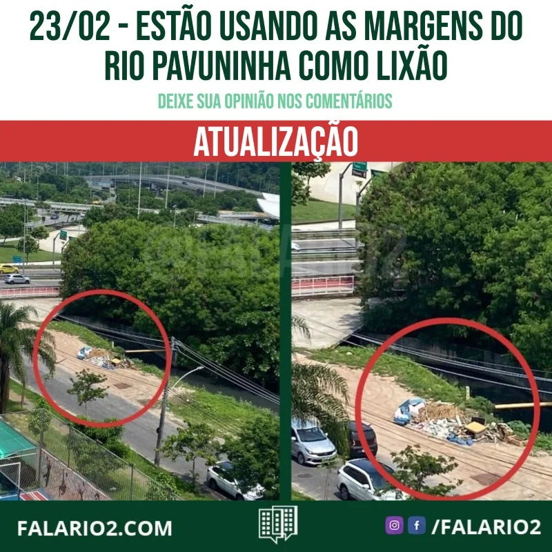 Após a publicação feita aqui no @falario2 a respeito do despejo ilegal de entulho as margens do Rio Pavuninha (Rua Francisco