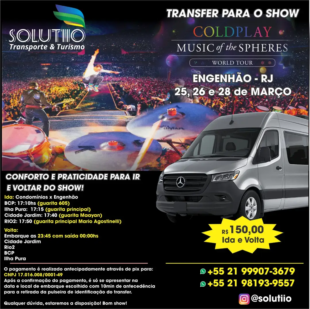Recado da @solutiio para nossos vizinhos que precisam de transfer para o show do coldplay: