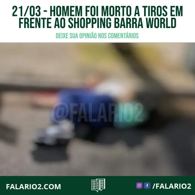 Um homem foi morto a tiros perto do shopping Barra World, no Recreio dos Bandeirantes, na Zona Oeste do Rio, na madrugada de