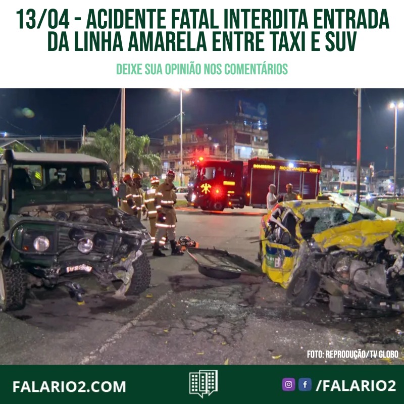 Acidente fatal interdita entrada da Linha Amarela