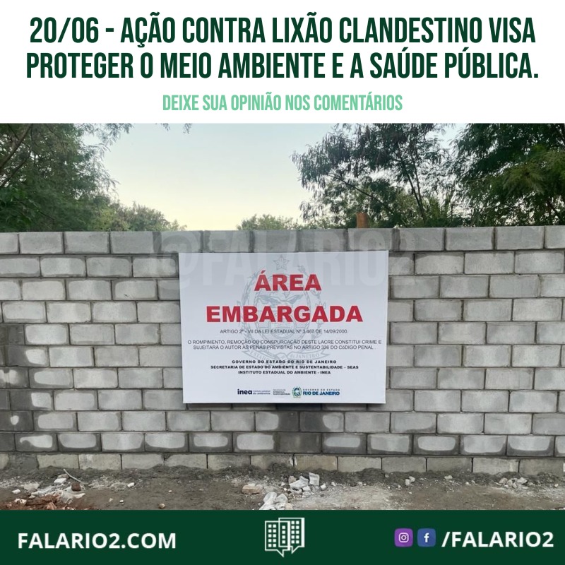 Ação contra lixão clandestino em Jacarepaguá visa proteger o meio ambiente e a saúde pública.