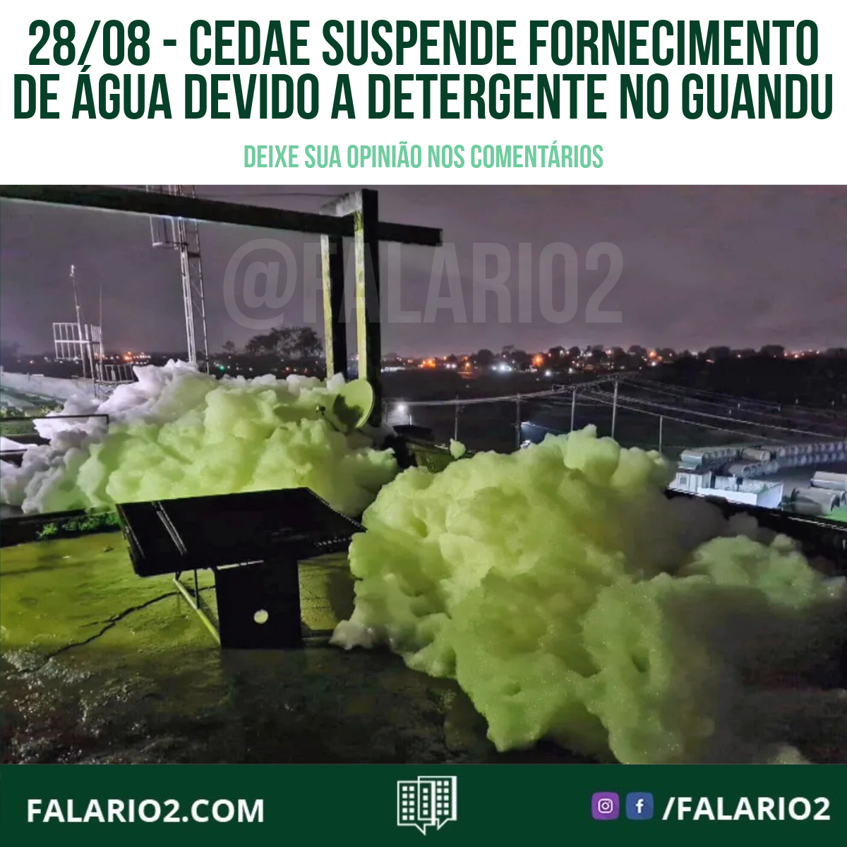 Cedae Suspende Fornecimento de Água devido a Detergente no Guandu