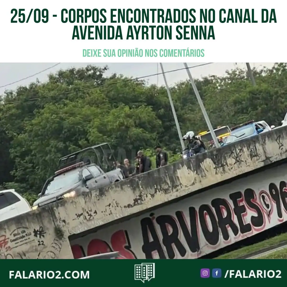 Nesta segunda-feira, corpos de um homem e uma mulher foram encontrados no canal da Avenida Ayrton Senna, sentido Barra da