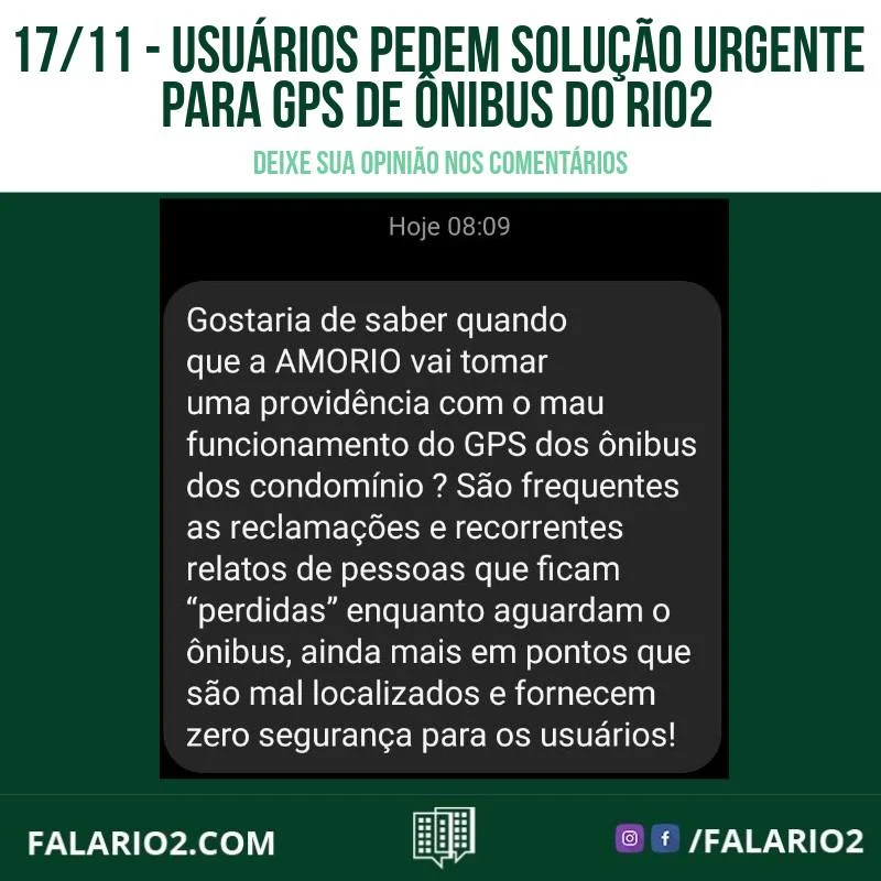 Nos últimos meses, usuários dos ônibus do RIO2 têm compartilhado sua insatisfação em relação ao funcionamento do GPS nos
