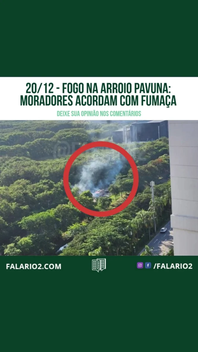 Esta manhã, os vizinhos do Cidade Jardim levaram um susto: fumaça e chamas na Arroio Pavuna, próximo ao condomínio.