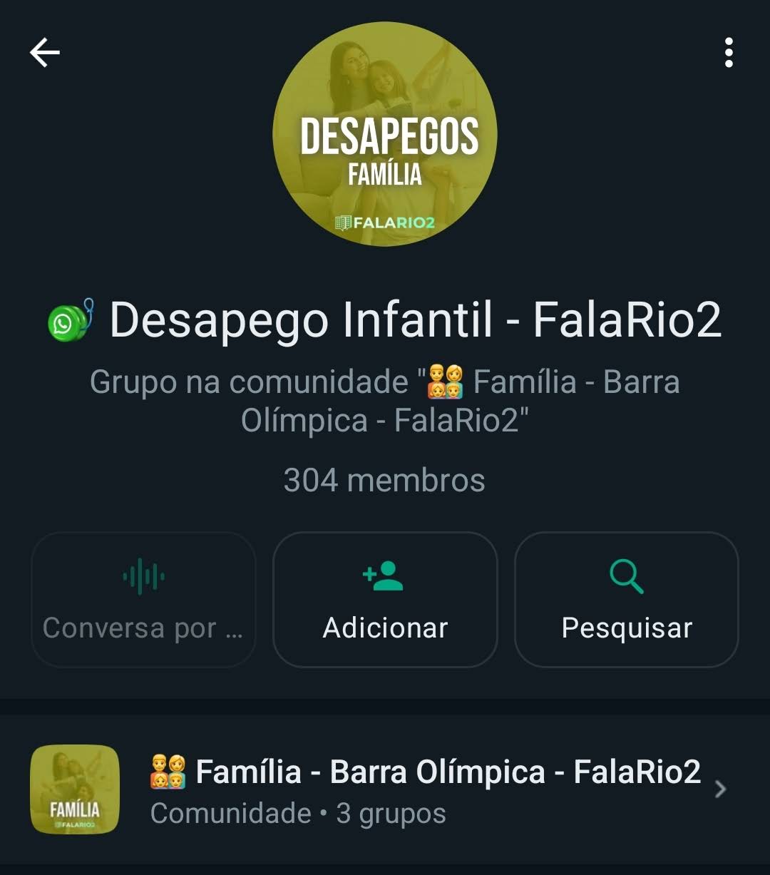 Grupo Whatsapp Desapegos Infantil Barra Olímpica FalaRio2