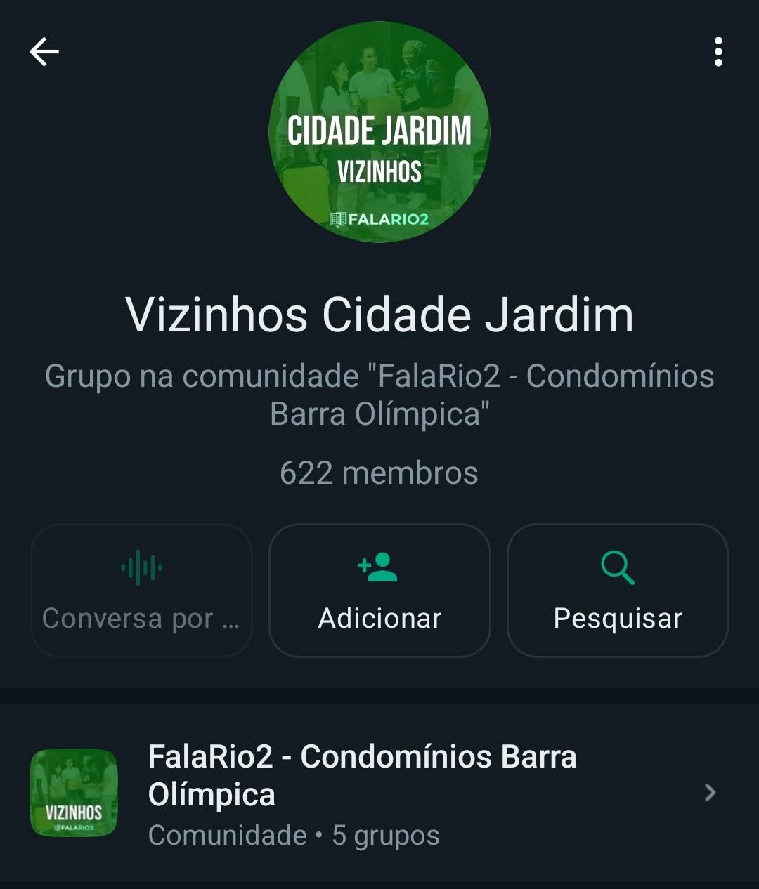 Grupo Whatsapp Vizinhos Cidade Jardim FalaRio2