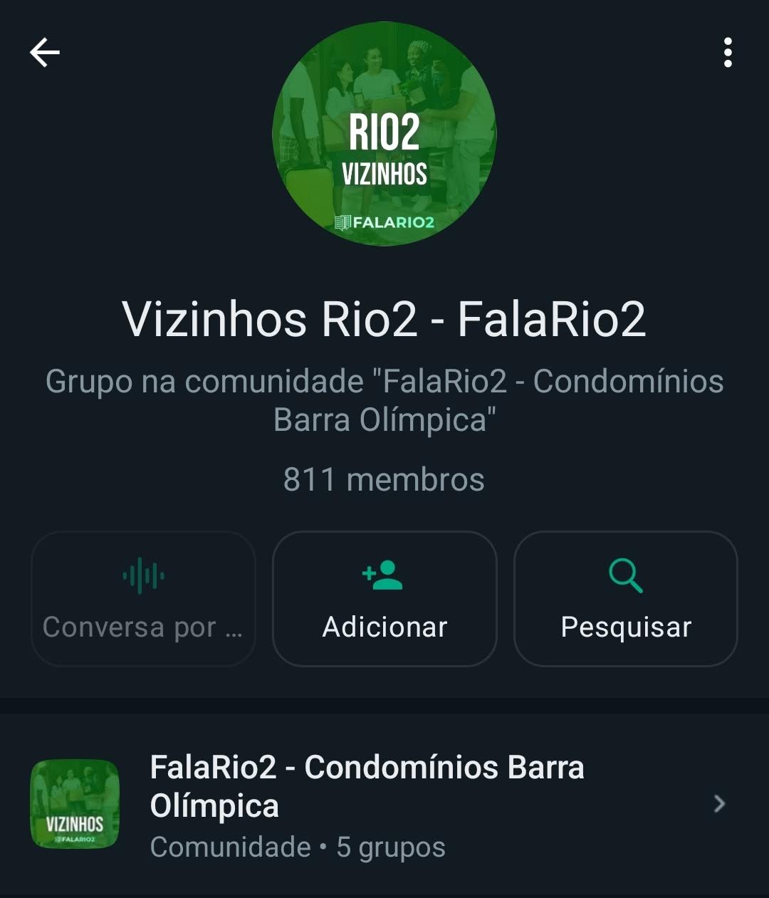 Grupo Whatsapp Vizinhos Rio2 FalaRio2