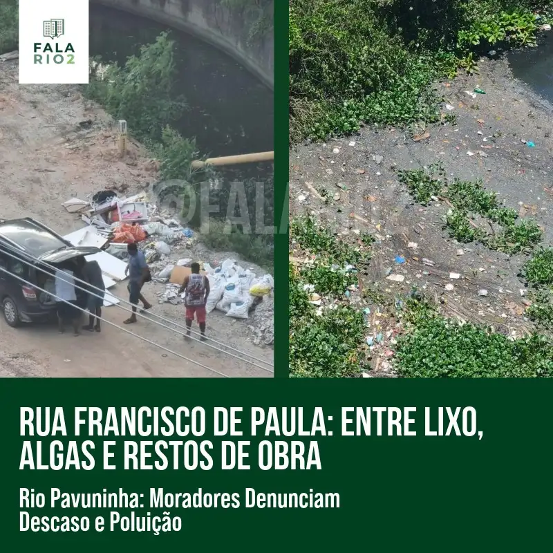 Moradores da Rua Francisco de Paula, em Jacarepaguá, estão alarmados com a situação do Rio Pavuninha.